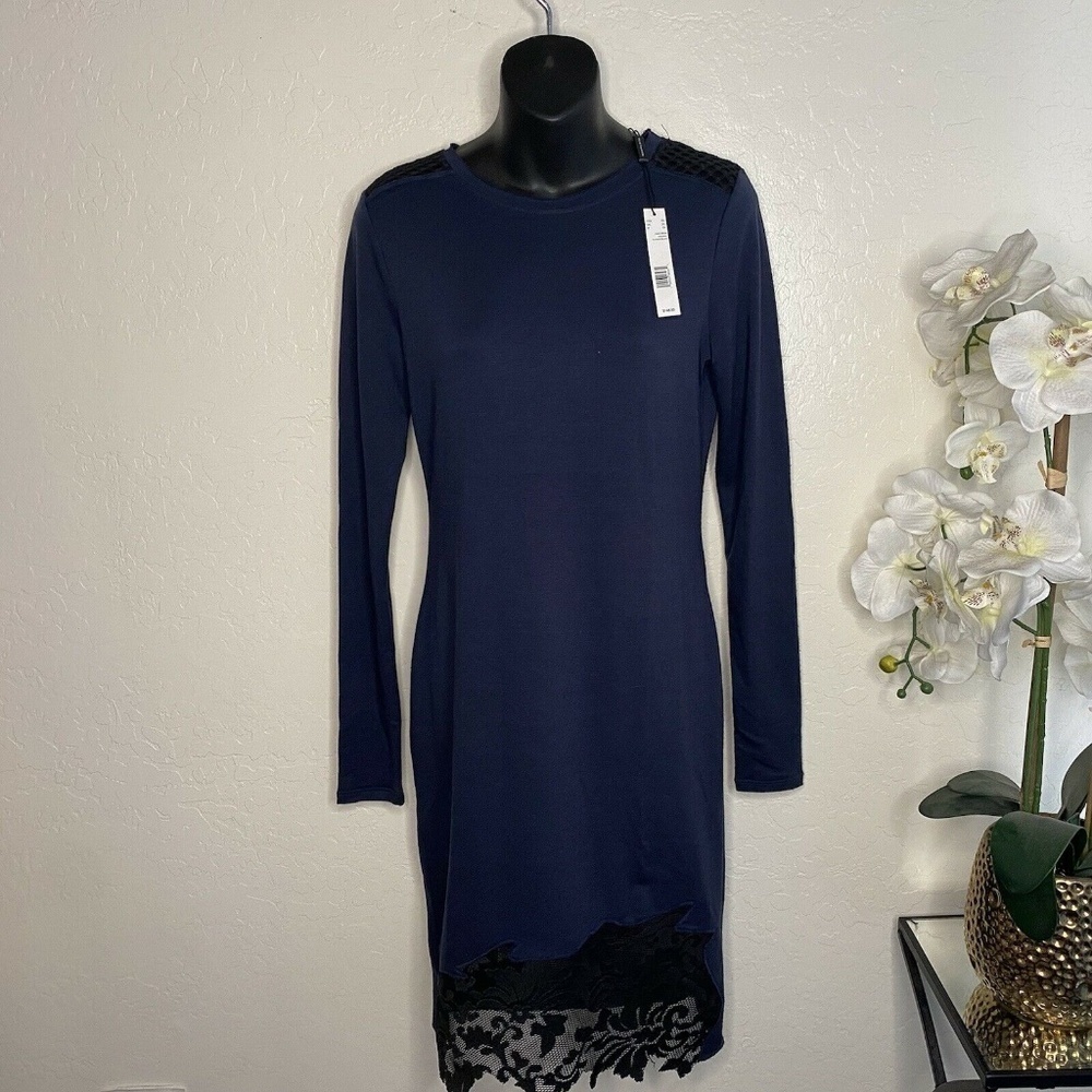 Elie Tahari Sport Zuma Long Sleeve Navy Blue Dress Size XS NWT - Picture 1 of 9